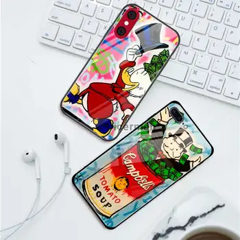 Grafiti dekoro Scrooge Atvejais iPhone 12 Mini Pro 11 X XS XR Max 7 8 Plius 6 6S SE 2020 Grūdinto Stiklo Dangtis Telefono Coque