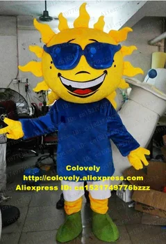 Gražus Geltona Saulė Talismanas Kostiumas Suaugusiųjų Dydis Blue Akiniai nuo saulės Aštrių Trumpi Plaukai Didelis Apvalus Veidas, Trumpas Antakiai Nr. 6972 FS