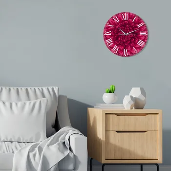 Gražus Rožinis Dahlia Didelis Apvalus Laikrodis Sieninis Žiūrėti Gėlių Spausdinti Laikrodžiai Modernus Dizainas, Gėlių Pettern Grožio Gamtos Horologe