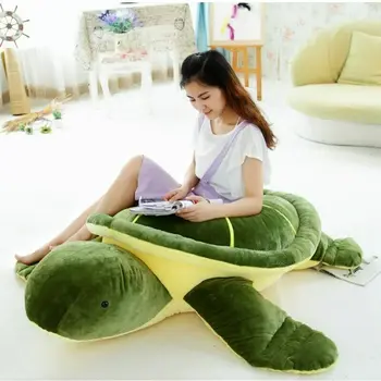 Green Turtle Pliušinis Žaislas Sofa-Vėžlys Galvą, Kėdės Pagalvėlė, Įdaryti Gyvūnų Lėlės Iškamšos
