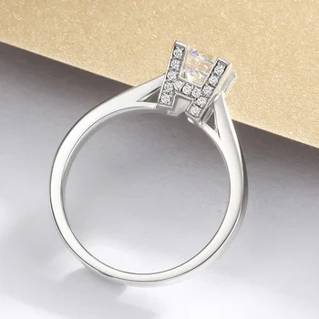 Grynas 18K Balto Aukso Žiedas DN anglų kalbos Abėcėlę Kūrybinis dizainas 4 nagai Moissanite Žiedas VVS1 Vestuvinis Žiedas