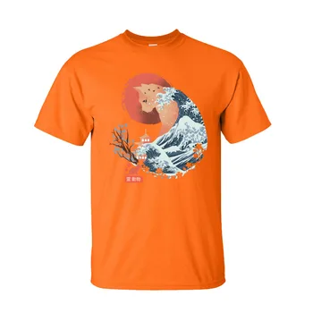 Grynos Medvilnės Vyrų Marškinėlius Didžiosios Bangos Dvasia Gyvūnų Katė T-Shirt Asmeninį Topai Marškinėliai Mados Šalis Crewneck Topai Marškinėliai