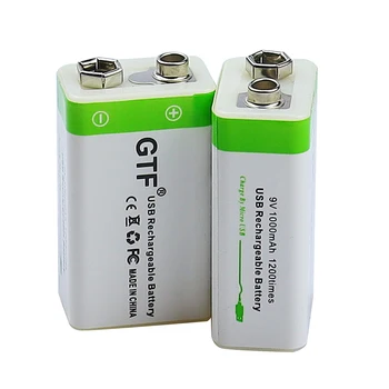 GTF NAUJAS 9V 1000mAh USB įkrovimo Baterija li-ion Įkraunama baterija Micro 9 v, USB Multimetras Mikrofonas, Nuotolinio Valdymo Žaislas KTV