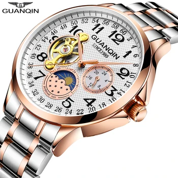 GUANQIN 2020 vyriški laikrodžiai top brand prabangių verslo Automatinis Tourbillon laikrodis atsparus vandeniui Mechaninė žiūrėti relogio masculino