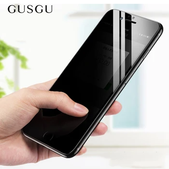 GUSGU 9H 3D Išlenkti Visu Dydžiu Padengti Grūdinto Stiklo iPhone 6 6s Screen Protector Anti-peep Privatumo Filmas 