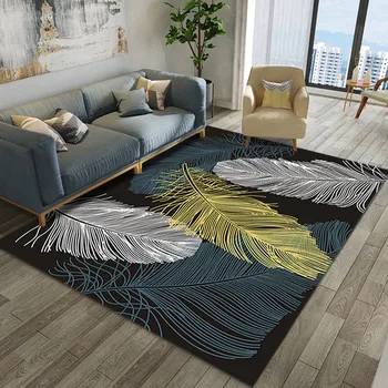 Gyvenamasis kambarys modernus plunksnų spausdinti kilimų trinkelėmis naktiniai interjero słomianka, svetainė, miegamasis namuose kilimų, grindų, neslidžia słomianka