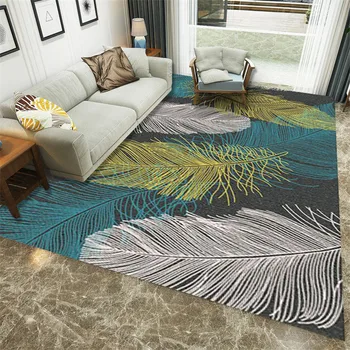 Gyvenamasis kambarys modernus plunksnų spausdinti kilimų trinkelėmis naktiniai interjero słomianka, svetainė, miegamasis namuose kilimų, grindų, neslidžia słomianka