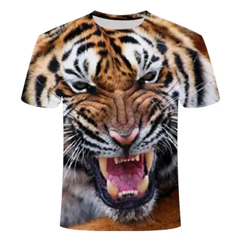 Gyvūnų juokinga 3D liūtas T-shirt vyrams ir moterims vasaros 3d spausdinimo liūtas berniukas mergaitė tigras 3D top marškinėliai