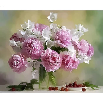 Gėlių Aliejus Nuotrauka Skaičius 40x50 Įrėminti Ant Drobės Suaugusiems 