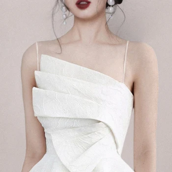 H Han Karalienė Balta Suknelė Moteriški Vasaros Spageti Dirželis korėjiečių Šalis Suknelės Derliaus Elegantiškas Aukšto Juosmens Paprasta Slim-line Vestido