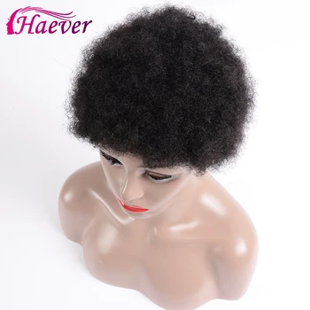 Haever Trumpas Afro Keistą Garbanoti Perukai Trumpas Žmogaus Plaukų Perukai Už Juodaodžių Moterų Brazilijos Afro Keistą Perukas Remy Plaukų Natūralią Spalvą