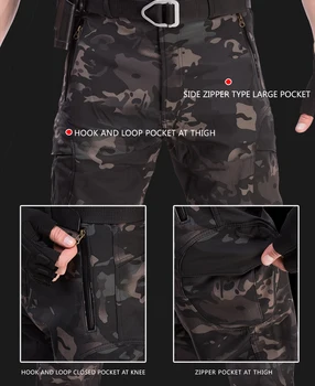 HAN LAUKINIŲ Vyrų ryklio odos Tactical Kelnes Krovinių Kovoti su SWAT Armija Mokymo Karinei Pramonei Airsoft Azijos Kelnes Žygiai, Medžioklės Kelnės