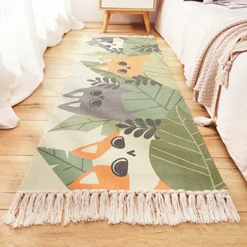 Handmake kilimų animacinių filmų miegamasis kilimėliai kilimėlis vaikams 60*150/ 60*180cm medvilnės&lino namų dekoro bohemijos kutas sofos, kilimas kačių, žuvų