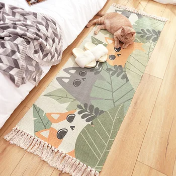 Handmake kilimų animacinių filmų miegamasis kilimėliai kilimėlis vaikams 60*150/ 60*180cm medvilnės&lino namų dekoro bohemijos kutas sofos, kilimas kačių, žuvų