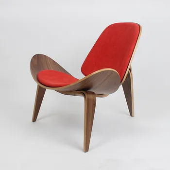 Hans Wegner Stiliaus Trikojis Shell Kėdė Riešuto Fanera Lininis Audinys Pagalvėlės Gyvenimo Kambario Baldai, Modernios Shell Lounge Kėdės