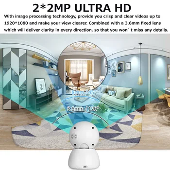 HD Dvigubai 1080P Cam Smart Home Wi-fi IP Kamera, Patalpų Apsaugos Stebėjimo PTZ VAIZDO 360 Aptikimas Kamera Baby / Auklės / Pet