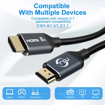 HDMI 2.1 8K HDMI Kabelis 4K@120Hz 48Gbps HDCP2.2 HDMI Kabelis PS4 Splitter LANKO Jungiklį, Audio Video Laidas 8K HDMI 2.1 1 2 3 M