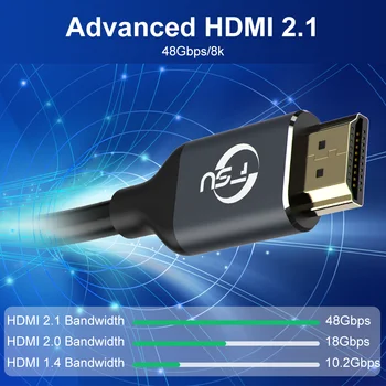 HDMI 2.1 Kabelis 8K 60HZ HDR 48Gbps 2.1 Ultra High Speed 4K 120HZ HDMI 2.1 kabelis Monitoriaus, Projektoriaus PS4 HDTV Kompiuteris