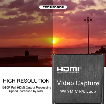 HDMI Grafika Capture Card USB 2.0 3.0 Įrašymo Box Žaidimą Live Transliacijos Mic In Audio Out Telefono Vaizdo įrašymas