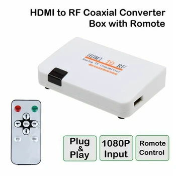 HDMI Skaitmeninis Signalų RF, Coaxial Analoginis Konverteris Adapteris Box TV Siųstuvas Su KINTAMOSIOS srovės Maitinimo Adapteris, Nuotolinio Valdymo pultas