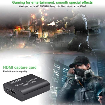 HDMI Užfiksuoti HDMI USB 2.0 4K Full HD 1080P Vaizdo Surinkimo Žaidimas Užfiksuoti Įrašymo Atveju HDMI Adapteris Audio Grabber