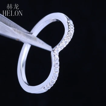 HELON Deimanto Žiedas Sidabro 925 0.13 CT Round Originali Gamtinių Deimantų Vestuvių Moterų Madinga Fine Jewelry Deimanto Žiedas