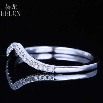 HELON Deimanto Žiedas Sidabro 925 0.13 CT Round Originali Gamtinių Deimantų Vestuvių Moterų Madinga Fine Jewelry Deimanto Žiedas