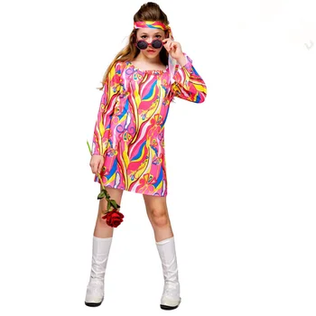 Helovinas Kostiumas Vaikams cosplay Girl 60's 70's Hipių Suknelė Vaidmenį vaidina Kalėdų Vakarėlį Vaikų Puras Kostiumai