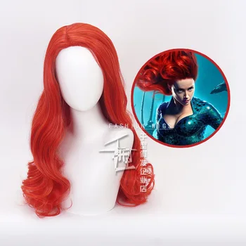 Helovinas Moterų Aquaman Mera cosplay perukas Mera raudona banguota ilgai stiliaus plaukų kostiumai