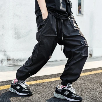 Hip-Hop Multi Kišenės Vyrų Haremas Krovinių Kelnės Harajuku Atsitiktinis 2019 Streetwear Sweatpants Poilsiu Vyrų Track Kelnės