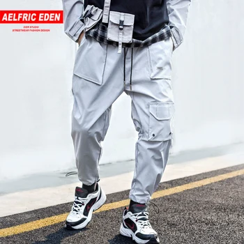 Hip-Hop Multi Kišenės Vyrų Haremas Krovinių Kelnės Harajuku Atsitiktinis 2019 Streetwear Sweatpants Poilsiu Vyrų Track Kelnės