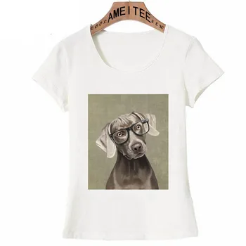 Hipster Kietas Weimaraner Šunų T-Shirt Vasarą Moterys T-Shirt, Derliaus Atsitiktinis Mergina Viršūnes Juokingas Šuo Dizaino Hip-Hop Stiliaus Moteris Tees