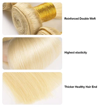 HJ Pynimo Grožio 613 Blond Plaukai Brazilijos Plaukų Pynimas Ryšulių 7A Remy Plaukai Tiesūs Žmogaus Plaukų Pratęsimo Nemokamas Pristatymas