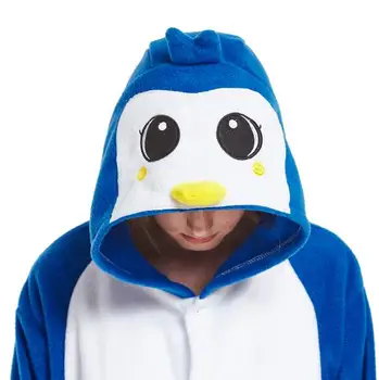 HKSNG Suaugusiųjų Mėlyna Pingvinas Kigurumi Onesie Pižama Animacinių filmų Cute Halloween Šeimai Šalis Kostiumai Jumpsuits Pižamos Komplektai