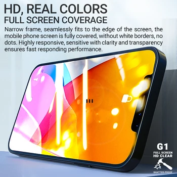 Hoco grūdintas stiklas iPhone 12 mini Pro Max X 11 Xr Xs telefono full screen protector, aišku, HD kino anti pirštų atspaudų smūgiams, briaunų