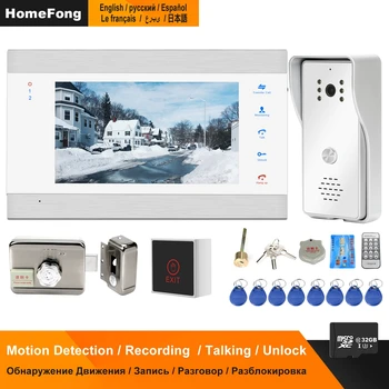 HomeFong Laidinio Vaizdo Domofonas su Užrakinti Namų Durų Pasikalbėjimo Prieigos Valdymo Sistemos Rinkinys Judesio Aptikimo Įrašymo Naktinio Matymo 32GB
