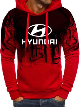 Hoodies Vyrų Hyundai Automobilių Logotipas Spausdinti Palaidinukė Gradientas Vyrų Hoodie hiphop harajuku Mados Atsitiktinis Vilnos tracksuit