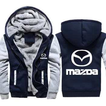 Hoodies Vyrų Mazda Automobilio Logotipas Spausdinti Jacket Mens Hoodies Atsitiktinis Žiemos Tirštėti Šiltu Vilnos, medvilnės Užtrauktukas Raglan Kailis Vyrų Kostiumai
