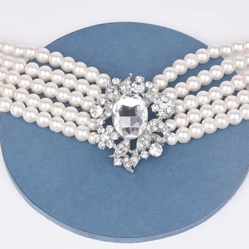 HOWAWAY 2020 naujas Hepburn temą šalies apvalių perlų imitacija apykaklės, karoliai multi-kryptis apykaklės 20s karoliai priedai