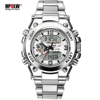 HPOLW Vyrų Sporto Laikrodžiai Chronograph Karinės Digital Multi-Funkcijos Laikrodžiai Nauji Plieno Montre Homme Erkek Siųsti