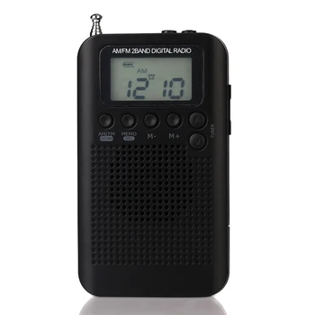 HRD-104 Nešiojamą AM/FM Stereo Radijas Kišenėje, 2-Band Digital Tuning Mini Radijo Imtuvas w/ Ausinių Virvelę 1.3