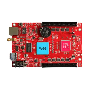 Huidu HD-W66 2*50 Pin 2048*512 WIFI USB vienos spalvos dual spalva septynių spalvų led ekranas valdiklis