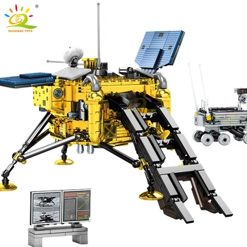 HUIQIBAO 702Pcs Kosminės Stoties Mėnulio zondas modelio Blokai Miesto Maršrutiniai Palydovinės Astronautas Kūrėjas Plytos Vaikų Žaislai