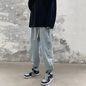 Hybskr Vyrų Atsitiktinis Negabaritinių Pieštuku Džinsai 2020 M. Rudens Žiemos Naujų Moteris Džinsinio audinio Kelnės korėjos Streetwear Vyras Hip-Hop Kelnės