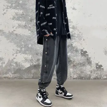 Hybskr Vyrų Atsitiktinis Negabaritinių Pieštuku Džinsai 2020 M. Rudens Žiemos Naujų Moteris Džinsinio audinio Kelnės korėjos Streetwear Vyras Hip-Hop Kelnės