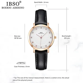 IBSO Prekės ženklo Moterų Žiūrėti Kvarcinis Laikrodis 8mm Ultra plonas Odinis Dirželis Kvarcas Laikrodžio Valandos Ponios Paprasta Relogio Masculino