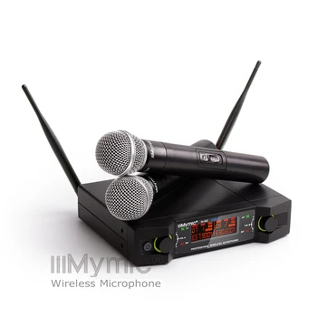 IE-302 UHF 600-700MHz Dual Channel 2 Nešiojamą Mic Siųstuvas Profesionalių Belaidžių Mikrofonų Sistema, Ekranas, Karaoke