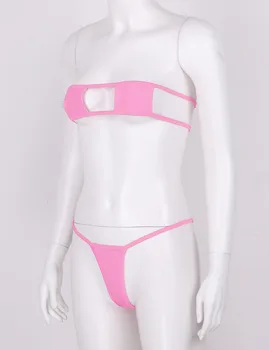 Iiniim Moterų Ponios Vasaros maudymosi Kostiumėliai, Micro Bikini apatinis Trikotažas Nustatyti Stebėjimo Kvadrato Formos Bra Top su Diržu G-String Kelnaičių