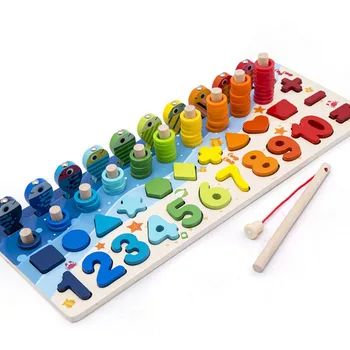Ikimokyklinio Mediniai Montessori Žaislai Skaičius Geometrinės Formos Pažinimo Rungtynės Vaikai Ankstyvojo Ugdymo Mokymo priemonių Matematika Žaislai Vaikams