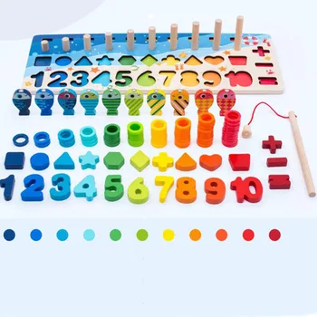 Ikimokyklinio Mediniai Montessori Žaislai Skaičius Geometrinės Formos Pažinimo Rungtynės Vaikai Ankstyvojo Ugdymo Mokymo priemonių Matematika Žaislai Vaikams